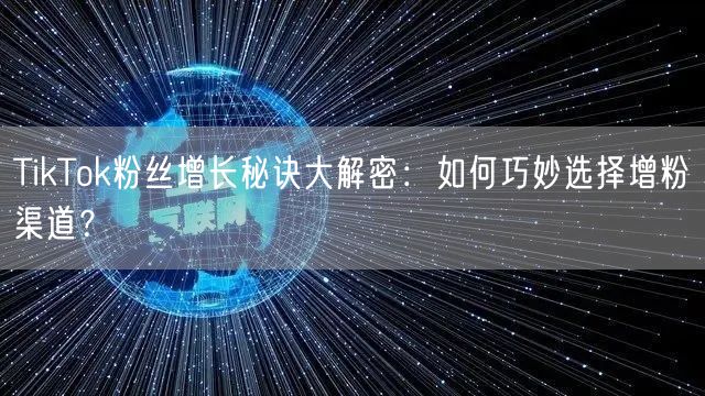 TikTok粉丝增长秘诀大解密：如何巧妙选择增粉渠道？