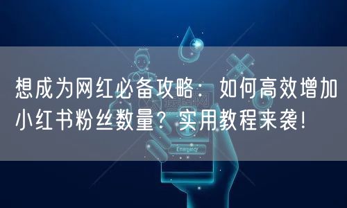 想成为网红必备攻略：如何高效增加小红书粉丝数量？实用教程来袭！