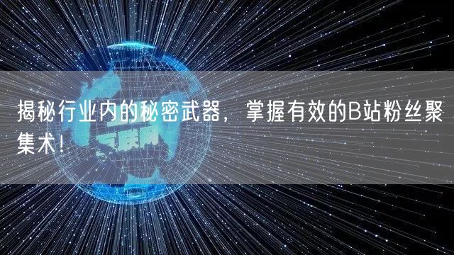 揭秘行业内的秘密武器，掌握有效的B站粉丝聚集术！