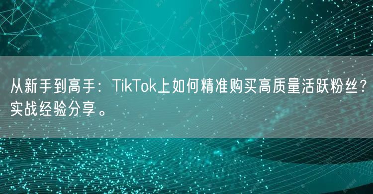 从新手到高手：TikTok上如何精准购买高质量活跃粉丝？实战经验分享。