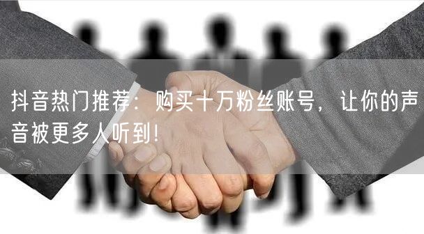抖音热门推荐：购买十万粉丝账号，让你的声音被更多人听到！