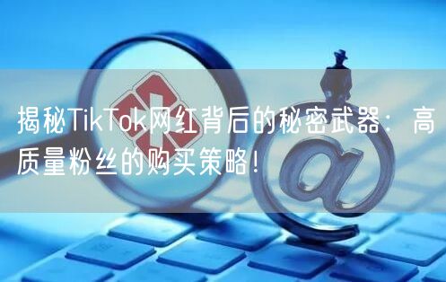 揭秘TikTok网红背后的秘密武器：高质量粉丝的购买策略！