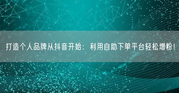 打造个人品牌从抖音开始：利用自助下单平台轻松增粉！