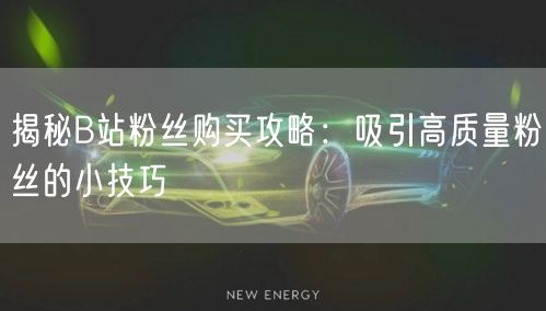 揭秘B站粉丝购买攻略：吸引高质量粉丝的小技巧