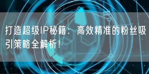 打造超级IP秘籍：高效精准的粉丝吸引策略全解析！
