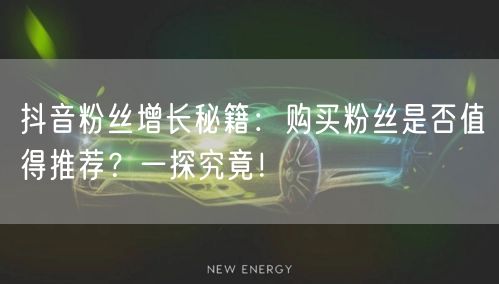 抖音粉丝增长秘籍：购买粉丝是否值得推荐？一探究竟！