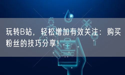 玩转B站，轻松增加有效关注：购买粉丝的技巧分享！