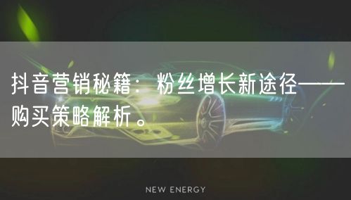 抖音营销秘籍：粉丝增长新途径——购买策略解析。