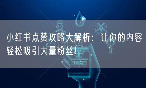 小红书点赞攻略大解析：让你的内容轻松吸引大量粉丝！