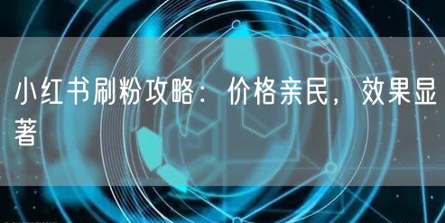 小红书刷粉攻略：价格亲民，效果显著