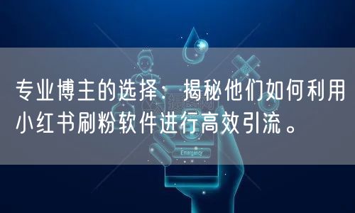 专业博主的选择：揭秘他们如何利用小红书刷粉软件进行高效引流。