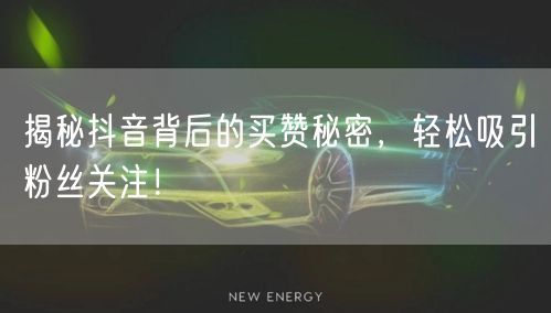 揭秘抖音背后的买赞秘密，轻松吸引粉丝关注！