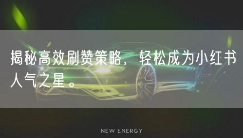 揭秘高效刷赞策略，轻松成为小红书人气之星。